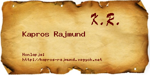 Kapros Rajmund névjegykártya